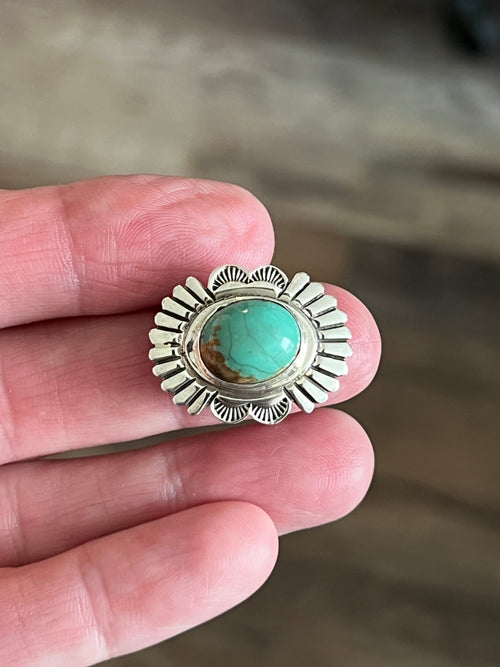 Sterling Silver and Oval Kingman Turquoise Concho Slide