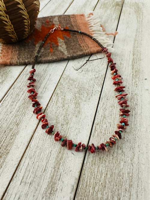 Handcrafted Spiny, Turquoise & Heishi 18” Beaded Necklace