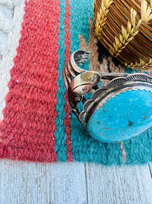 Old Pawn Navajo Sterling Silver & Turquoise Cuff Bracelet