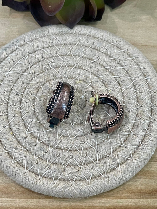 Vintage Handmade Copper Clip On Earrings