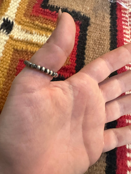 THE VENICE BAND Handmade Sterling Silver Handcrafted Pearl Style Purple Dream Mojave Beaded Stretch Ring