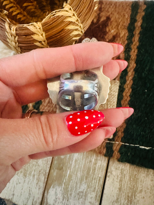 Apache Sterling Silver & Turquoise Heart Ring by Rosella Paxson, Size 7.25