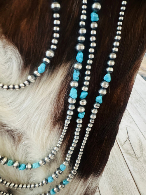 Handcrafted Sterling Silver & Turquoise Beaded Necklace