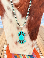 Handcrafted Turquoise & Sterling Silver Cluster Beaded Necklace by Sheila Becenti