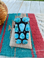 Old Pawn Handcrafted Turquoise & Sterling Silver Cluster Ring Size 9 by Travis James