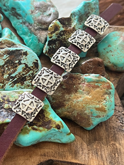 Sterling Silver Mini Concho Slide, Ojo De Dios