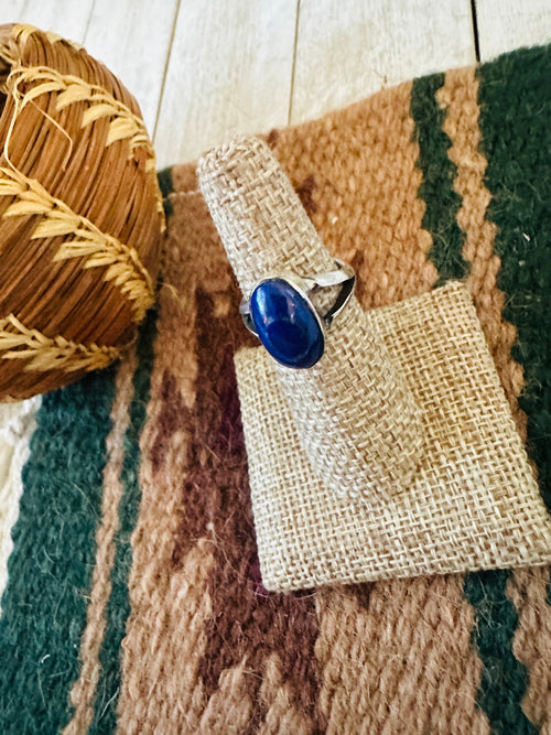 Handcrafted Old Pawn Sterling Silver & Lapis Ring Size 6