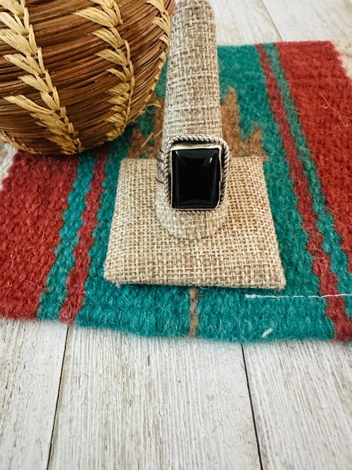 Handcrafted Old Pawn Sterling Silver & Onyx Ring