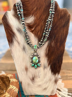 Handcrafted Sonoran Mountain Turquoise & Sterling Silver Beaded Necklace by Gilbert Tom