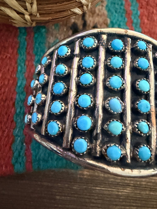 Handcrafted Old Pawn Nickel Silver & Turquoise Cuff Bracelet