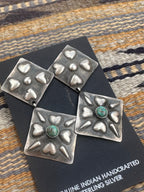 Old Pawn Sterling Silver And Turquoise Concho Heart Dangles