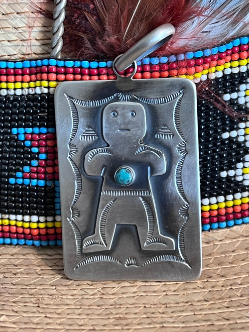 Hand Stamped Sterling Silver Fred Harvey Era Inspired Kachina Tag Pendant by Kimari Somers