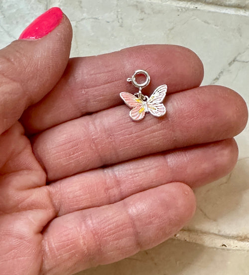 Sterling Silver Pink Butterfly Charm