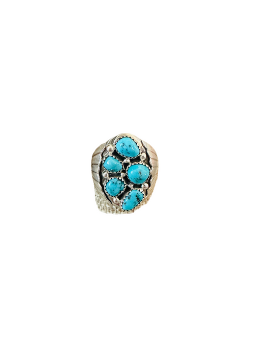 Handcrafted Sterling Silver & Turquoise Cluster Ring