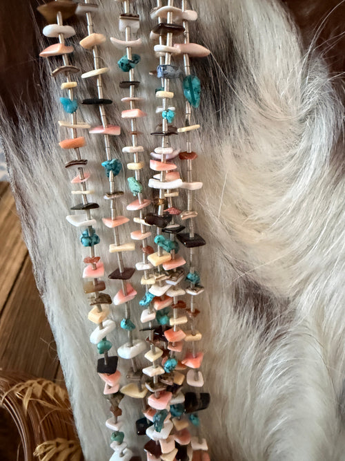 Old Pawn Handcrafted Multi Stone & Heishi Beaded 30” Necklace