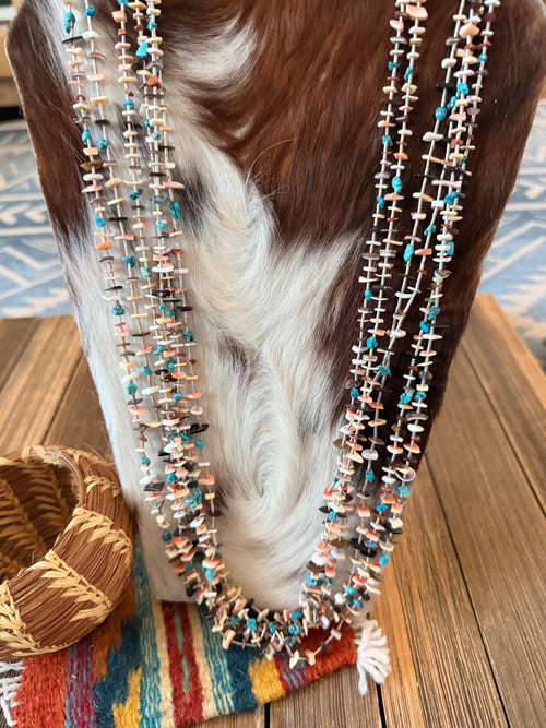 Old Pawn Handcrafted Multi Stone & Heishi Beaded 30” Necklace