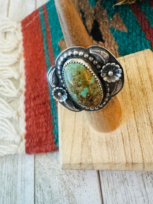 Old Pawn Navajo Sterling Silver & Turquoise Ring Size 6