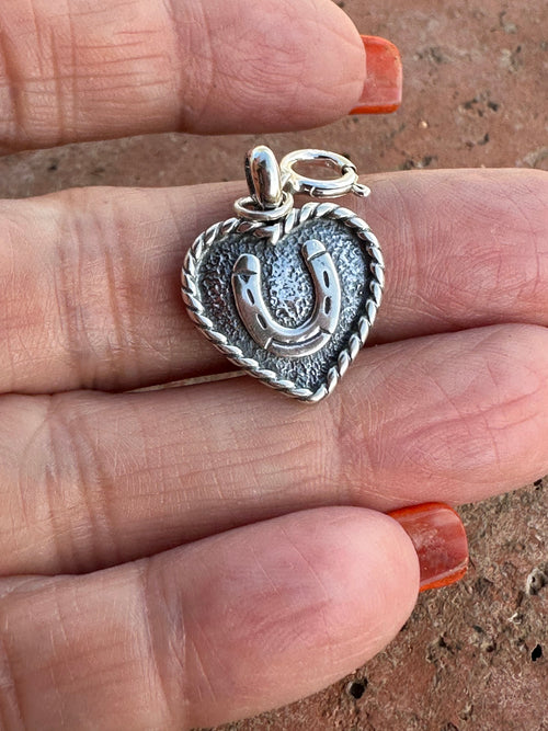 Handcrafted Sterling Silver Heart Horseshoe Charm
