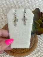 Old Pawn Sterling Silver & Multi Stone Cactus Post Dangle Earrings