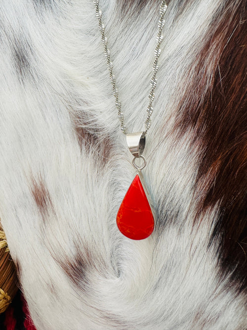 Old Pawn Handcrafted Sterling Silver, Coral and Turquoise Double Sided Necklace