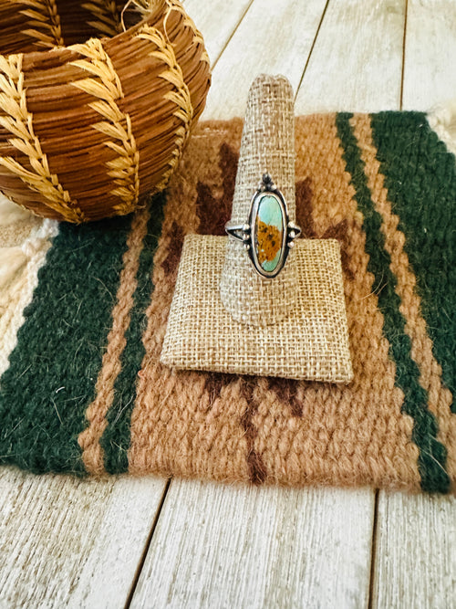 Old Pawn Navajo Sterling Silver & Turquoise Ring Size 9.25