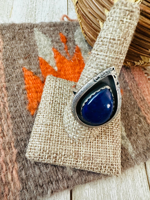Old Pawn Navajo Sterling Silver & Lapis Ring Size 10