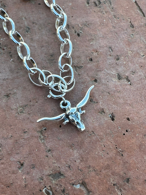 Handcrafted Sterling Silver Steer Head Charm