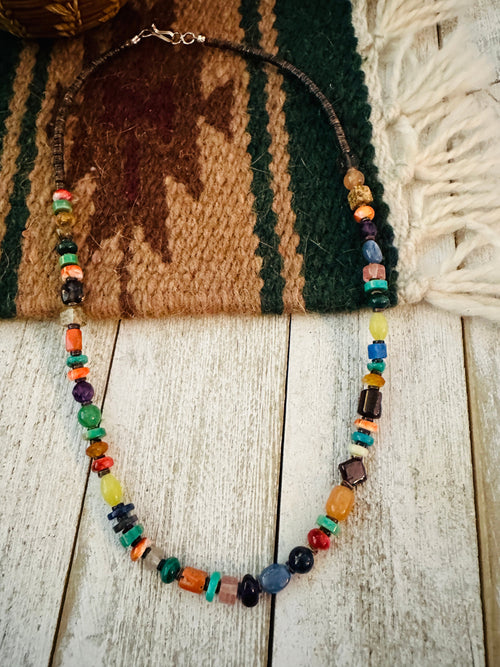 Handcrafted Multi Stone & Sterling Silver Beaded 18” Necklace
