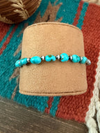 Handcrafted Sonoran Gold Turquoise & Sterling Silver Pearl Beaded Bracele