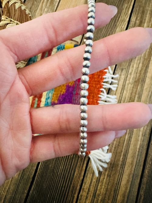 Handcrafted 3mm Sterling Silver Pearl Beaded Bracelet