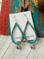 Handcrafted Turquoise & Sterling Silver Pearl Beaded Hoop Earrings