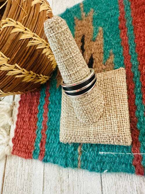 Old Pawn Navajo Sterling Silver Band Ring by Tom Hawk Size 9