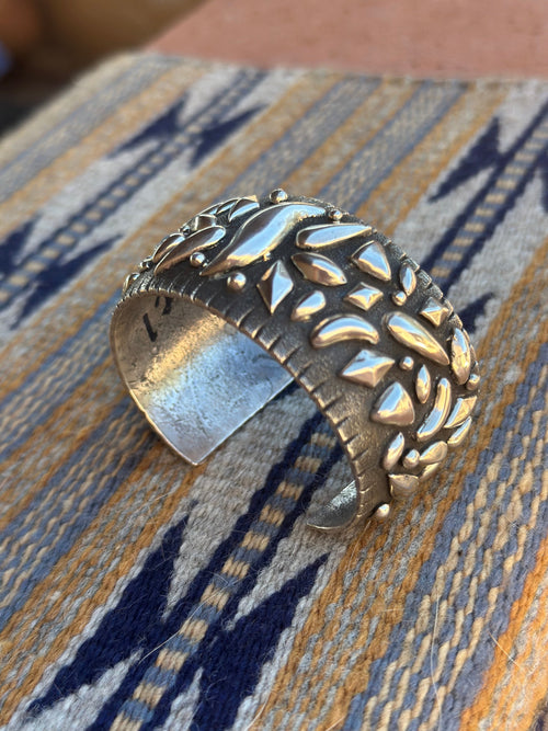 Handcrafted Old Pawn Ernest Rangel Sterling Silver Repousse Cuff