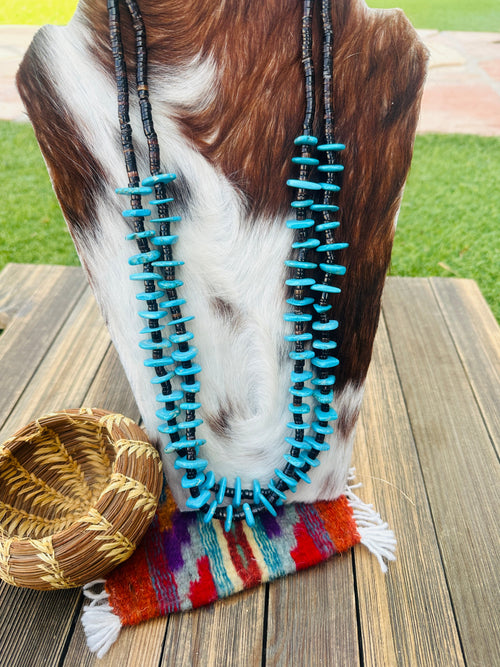 Old Pawn Handcrafted Turquoise & Heishi Beaded 26” Necklace