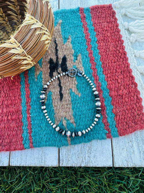 Handcrafted Onyx & Sterling Silver Pearl Beaded Bracelet