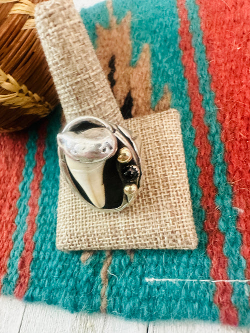 Old Pawn Navajo Sterling Silver & Onyx Ring Size 11.75