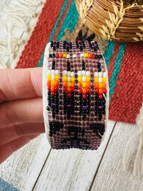 Navajo Made Beaded Leather Bracelet