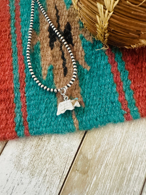 Handcrafted & Hand Carved Blue Mojave Armadillo Charm