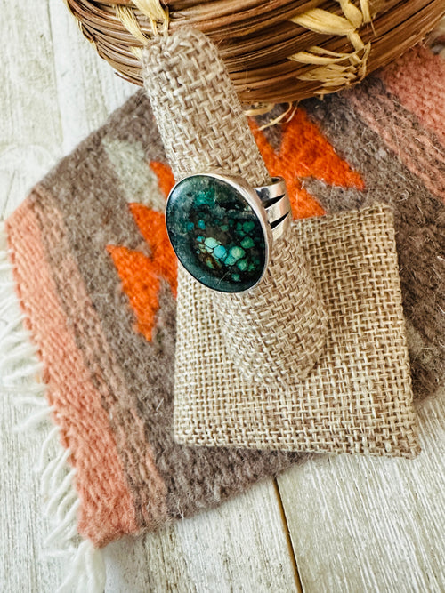 Old Pawn Navajo Sterling Silver & Turquoise Ring Size 7
