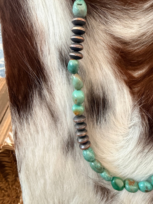 Handcrafted Turquoise & Copper 18” Beaded Necklace