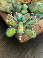 Apache Sterling Silver and Egyptian Turquoise Butterfly Ring by Rosella Paxson, Size 9.5
