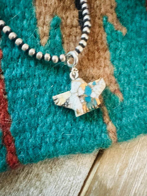 Handcrafted & Hand Carved Blue Mojave Eagle Charm