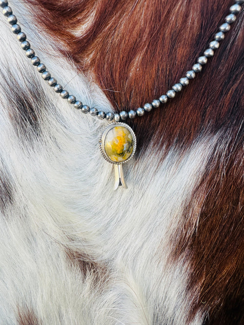 Handcrafted Bumblebee & Sterling Silver Beaded Blossom Necklace
