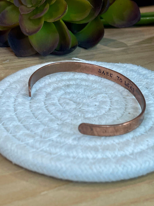 Vintage Handmade Dare To Lead Copper Cuff