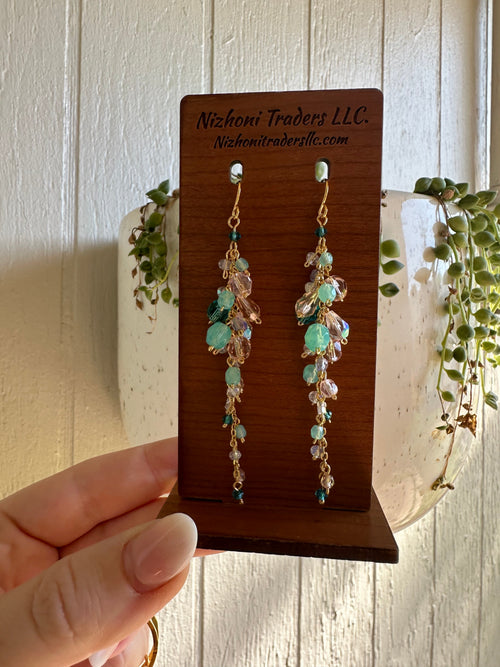 “The Golden Collection” Chandeleir Handmade Gold Plated Beaded Earrings