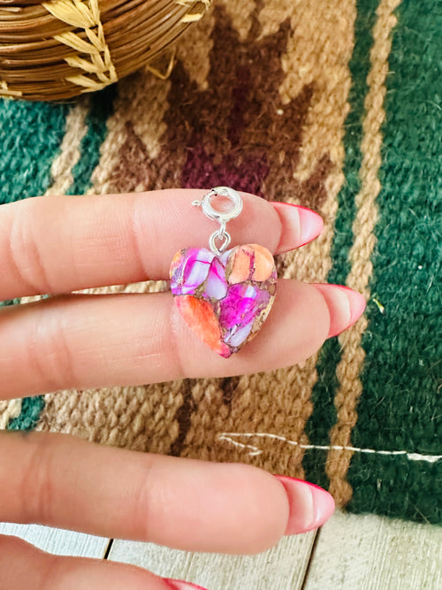 Handcrafted Hand Carved Pink Mojave Heart Charm