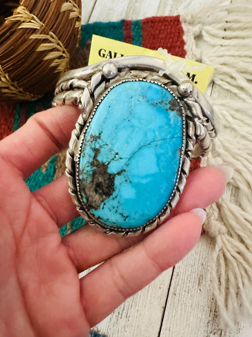 Handcrafted Old Pawn Turquoise & Sterling Silver Cuff Bracelet