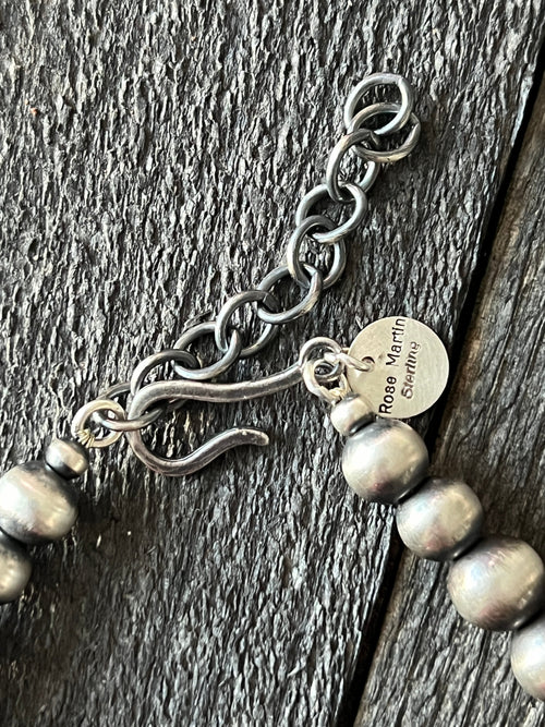 Handcrafted Sterling Silver Single Strand Beaded Statement Necklace by Rose Martin, 20” + 2”