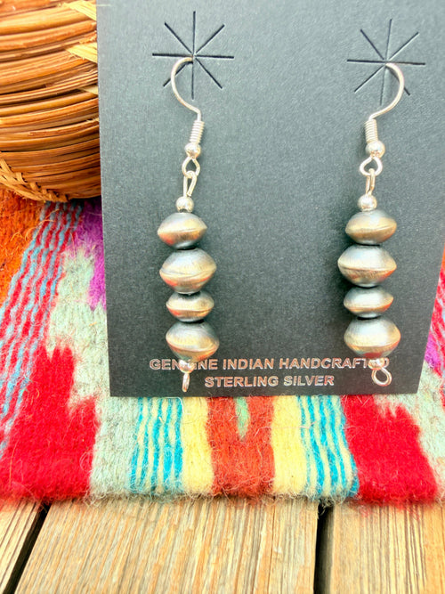 Handcrafted Sterling Silver Pearl Beaded Dangle Earrings