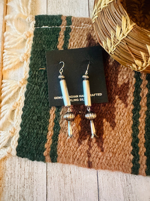 Handcrafted Sterling Silver Beaded Blossom Dangle Earrings